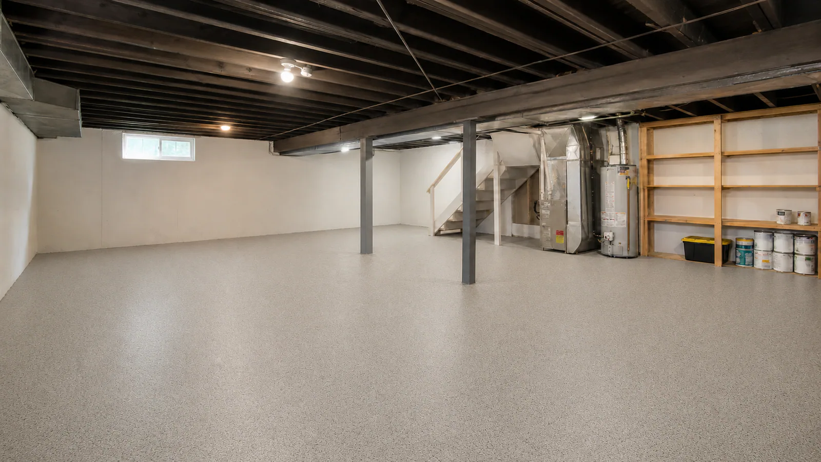 Light neutral basement coating design visualization