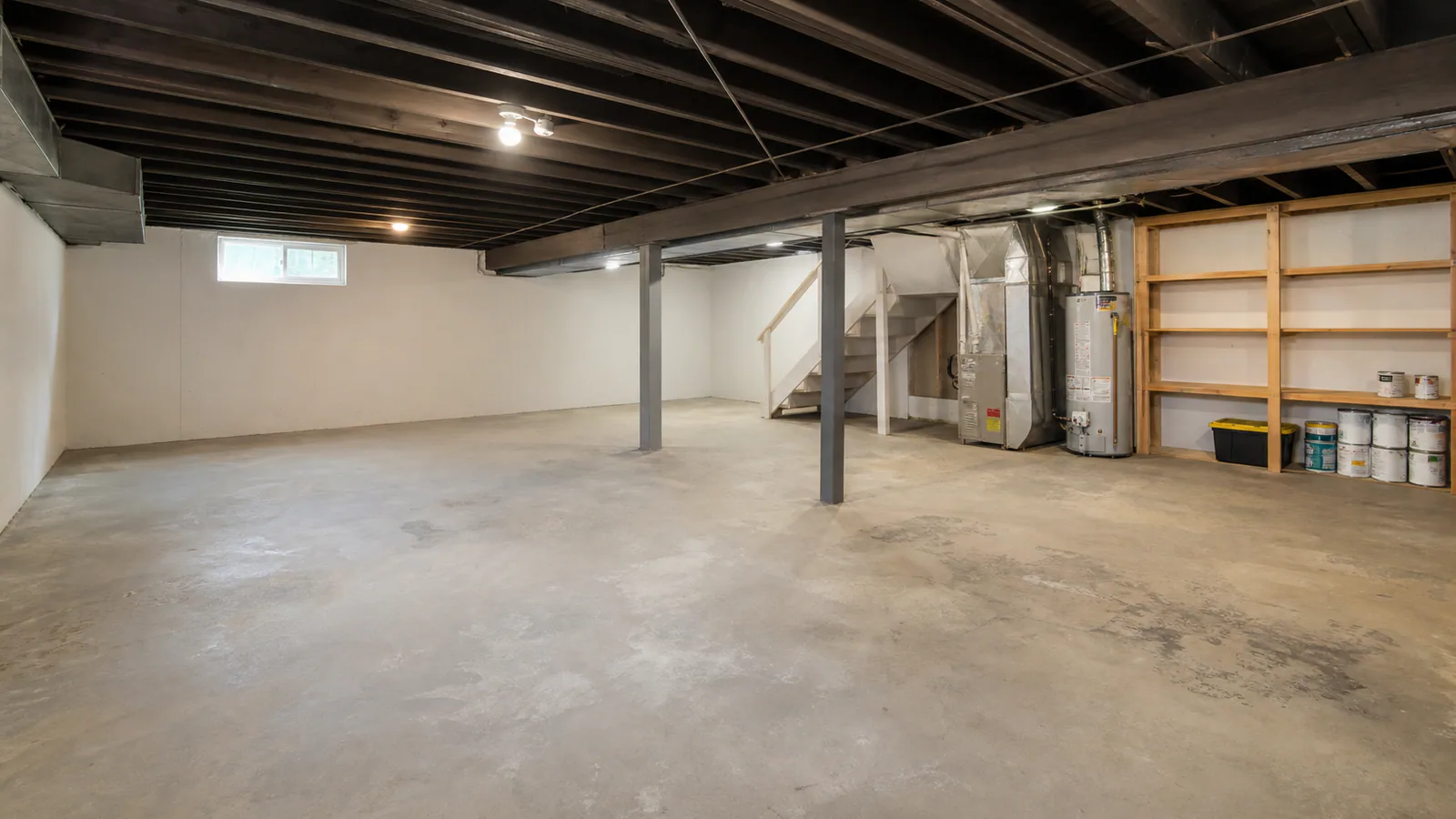 Bare basement concrete design visualization