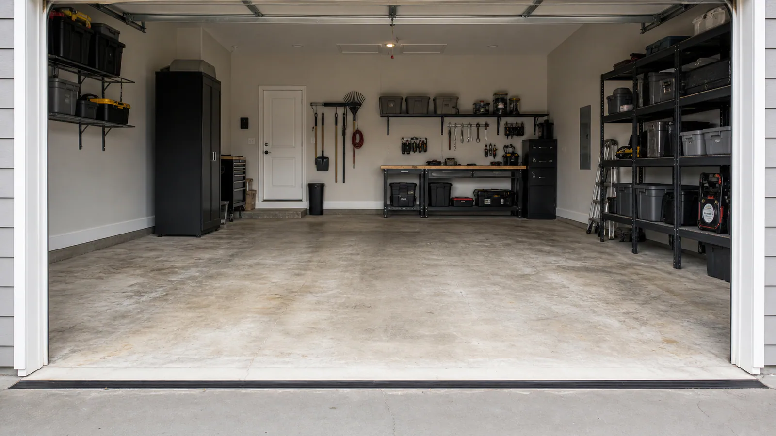 Uncoated two-car garage concrete design visualization