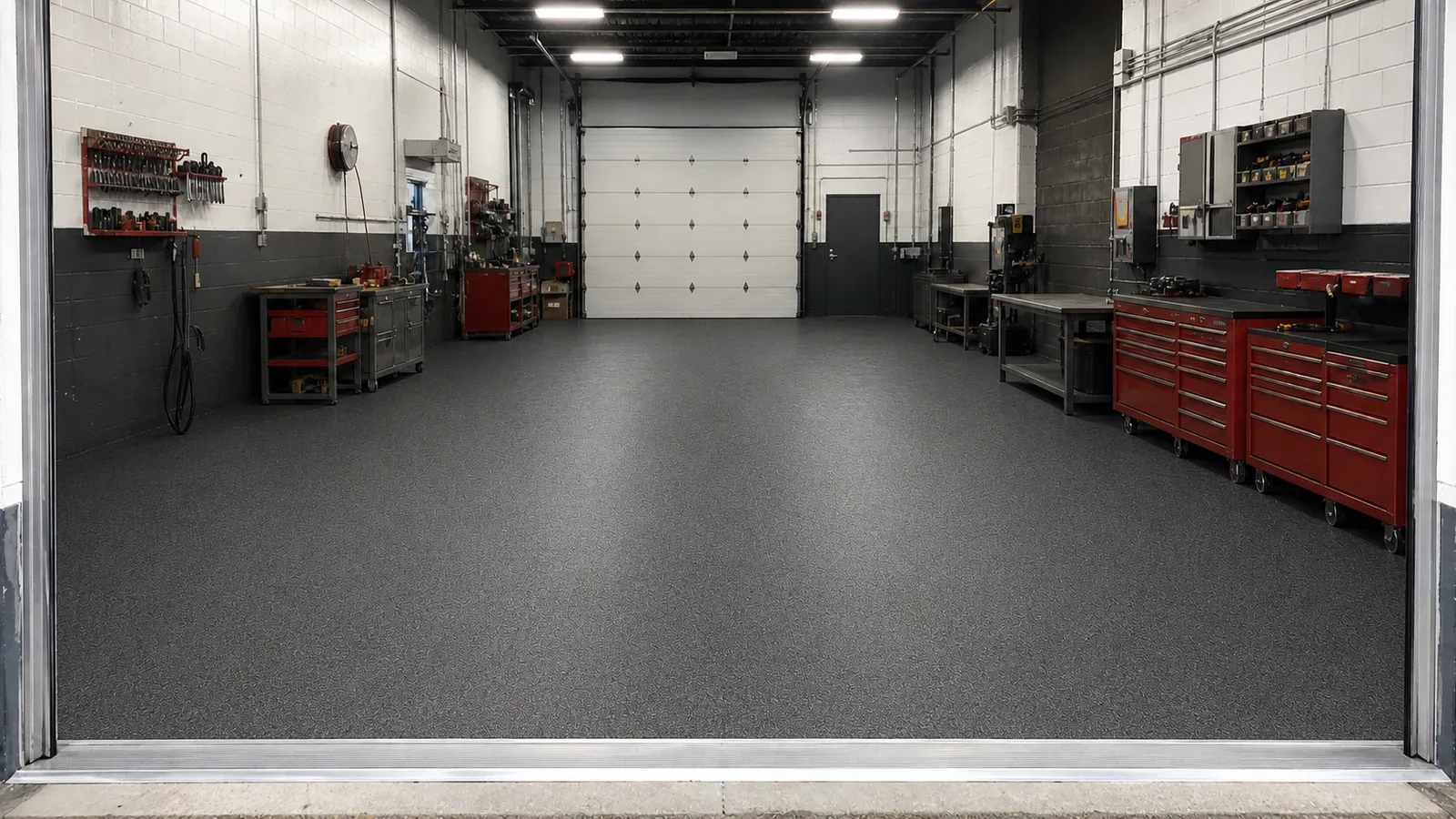 Dark graphite commercial workshop coating design visualization